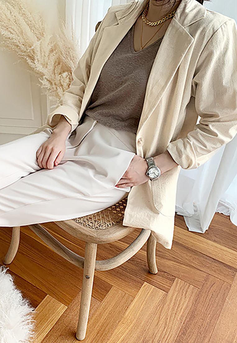 New casual long sleeved cotton linen jacket CA25091907KIkA