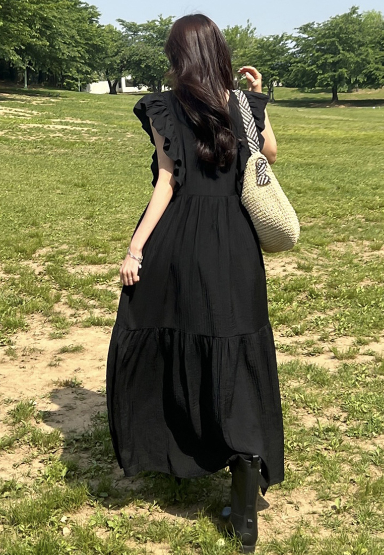 Summer temperament sweet square neck dress CA25032740GR