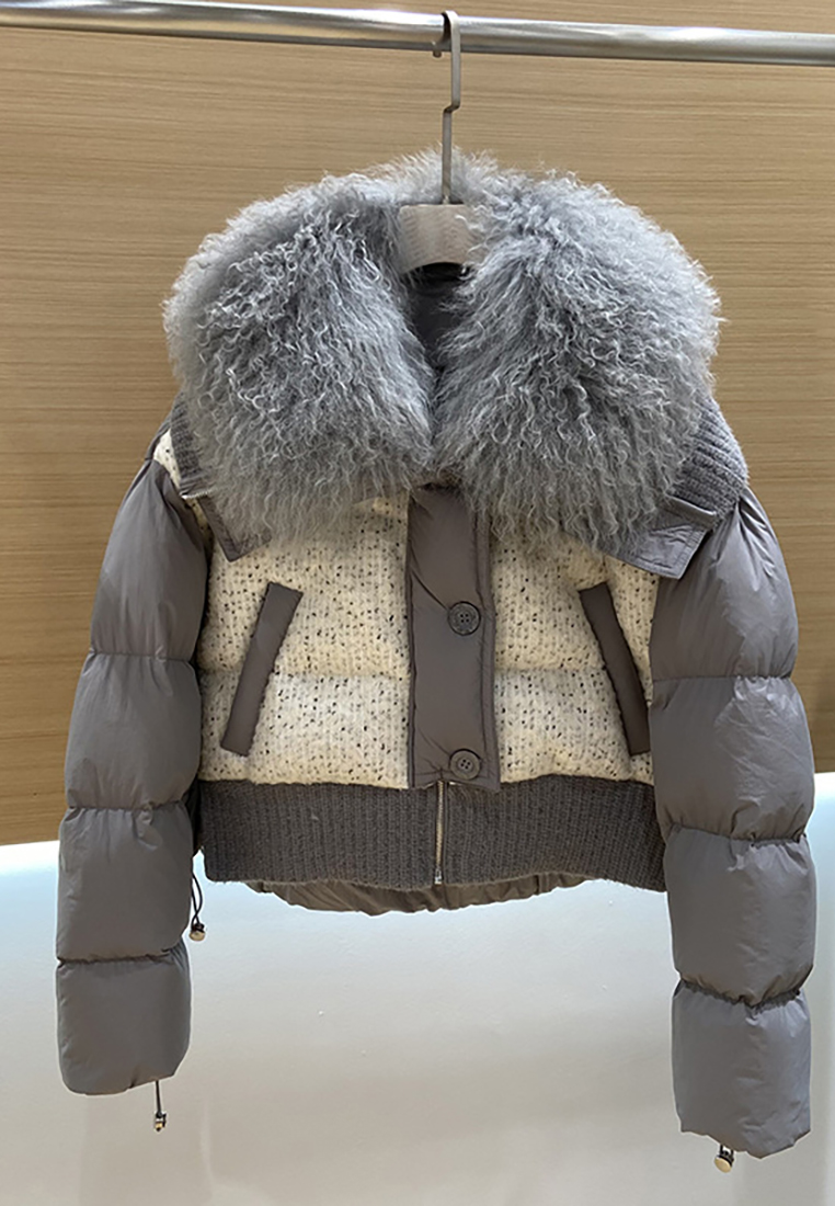 Winter women's wool solid color warm down jacket CA24112107GY