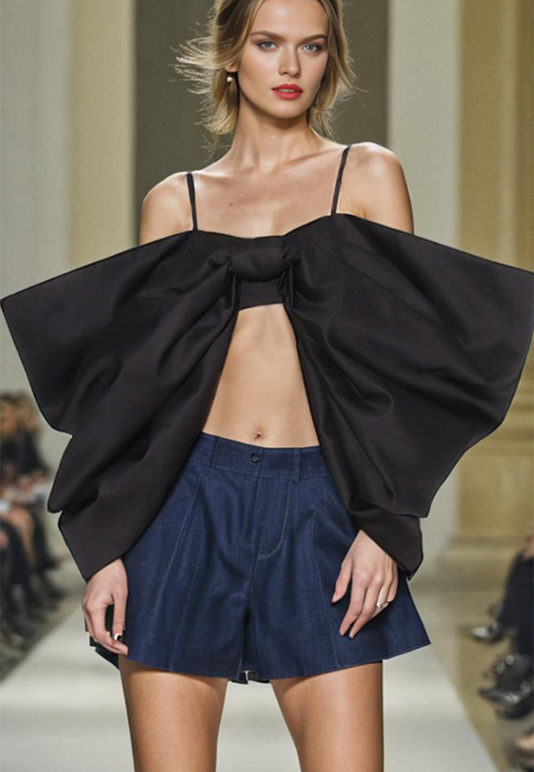 Sexy and versatile fashionable bow top CA242111912BK