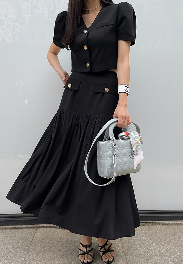 Summer French Chanel style short sleeve + high waist skirt two-piece suit CA25060335BE