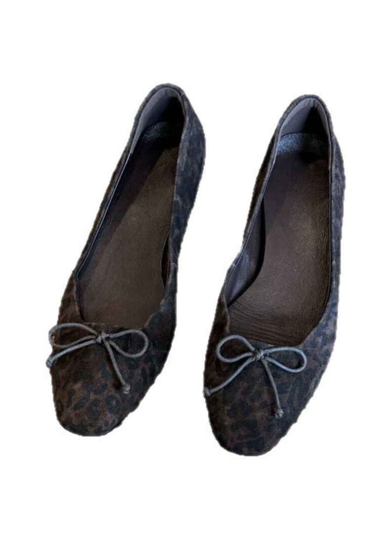 Retro style square toe bow slip on ballet flats CA25112801MT