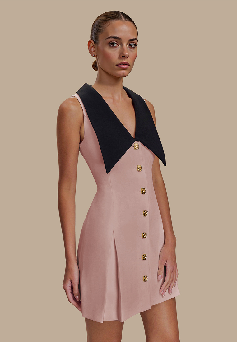 Collar sleeveless temperament waist cinching dress CA25042202W