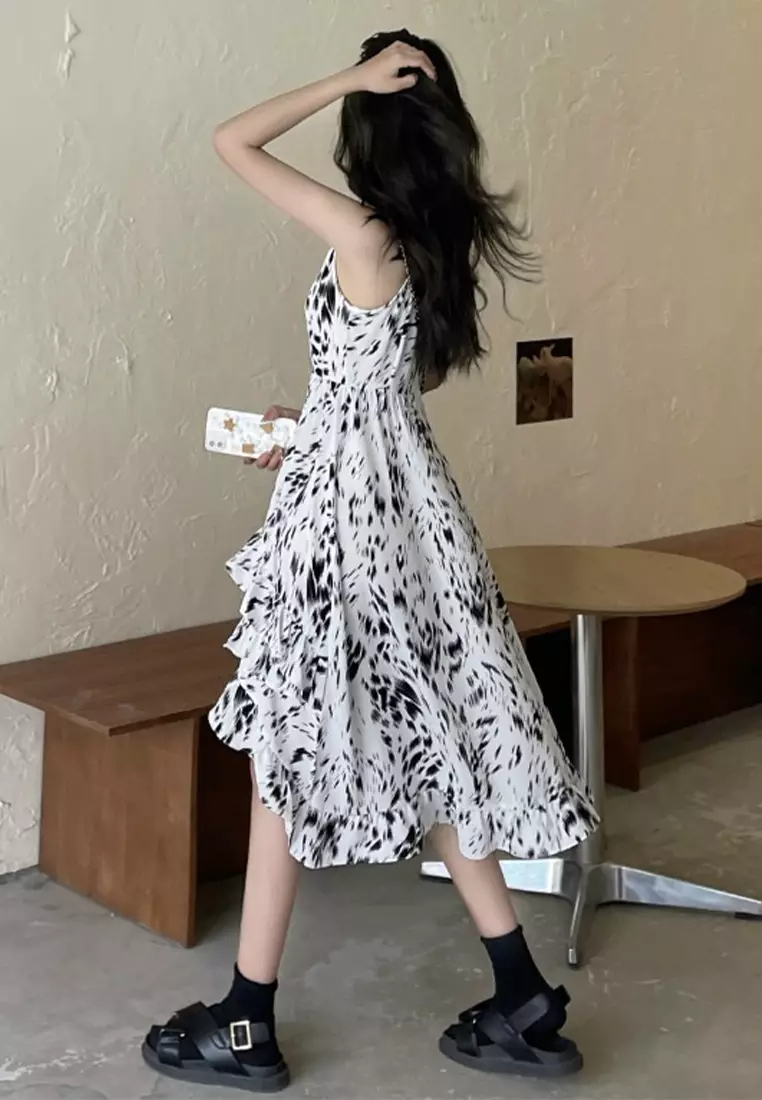 Summer French floral suspender long dress CA24050625-sunnydaysweety
