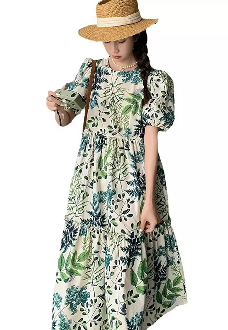 Summer New Floral Short Sleeve Women Dress K042901