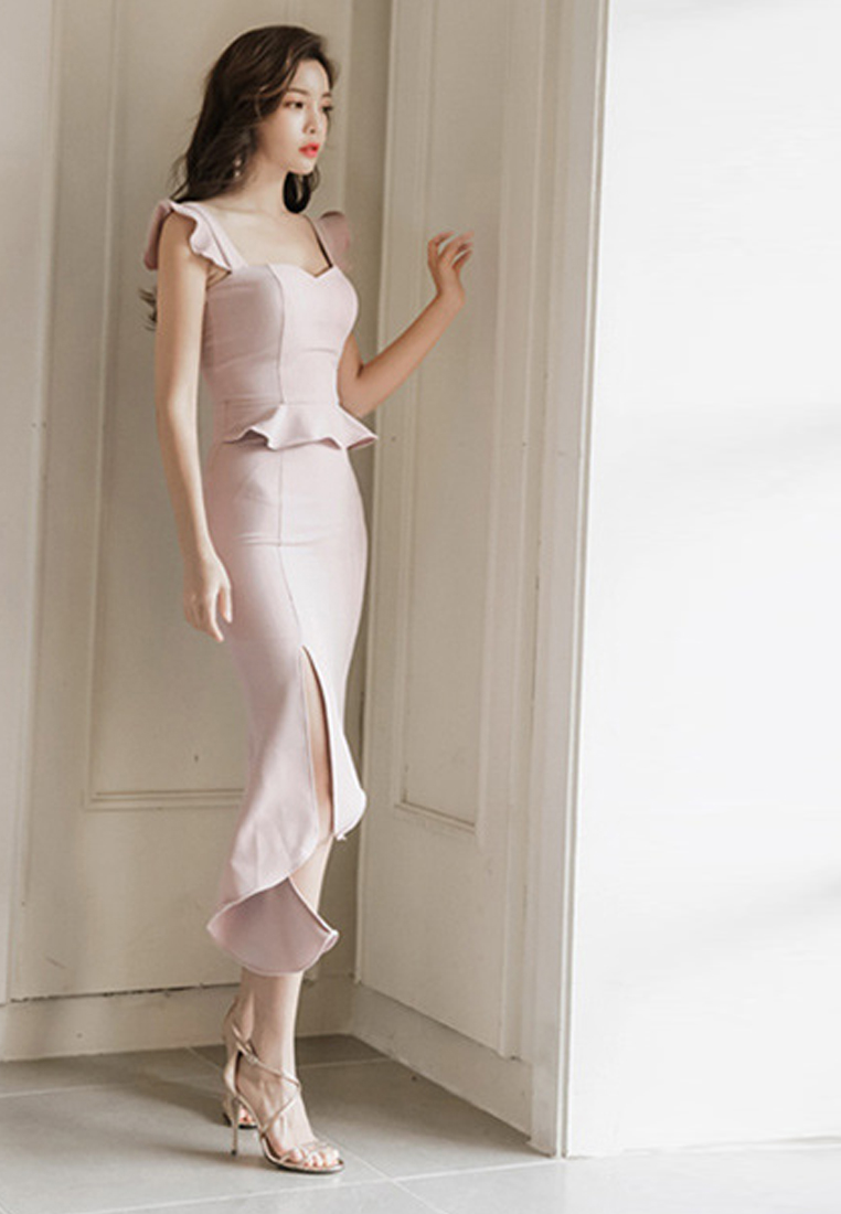 -- Ruffle Sleeves Vest One Piece Dress UA031698-S