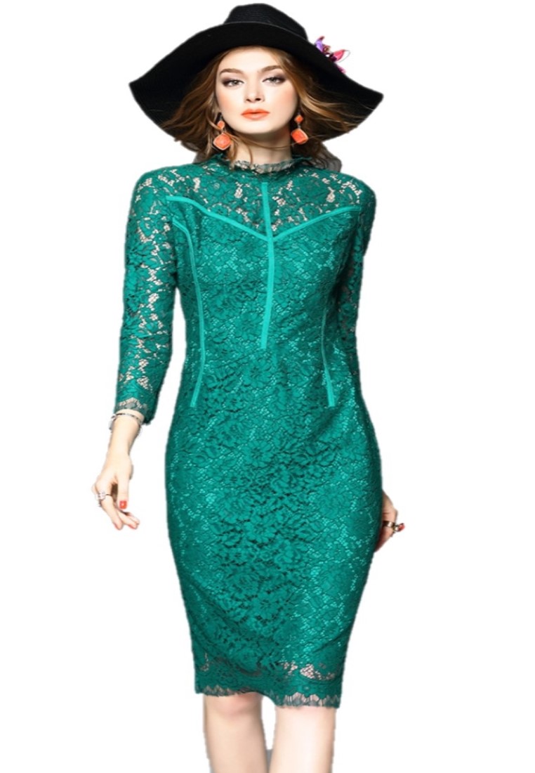 --Elegant Lace One-piece Dress UA1109030GR-S