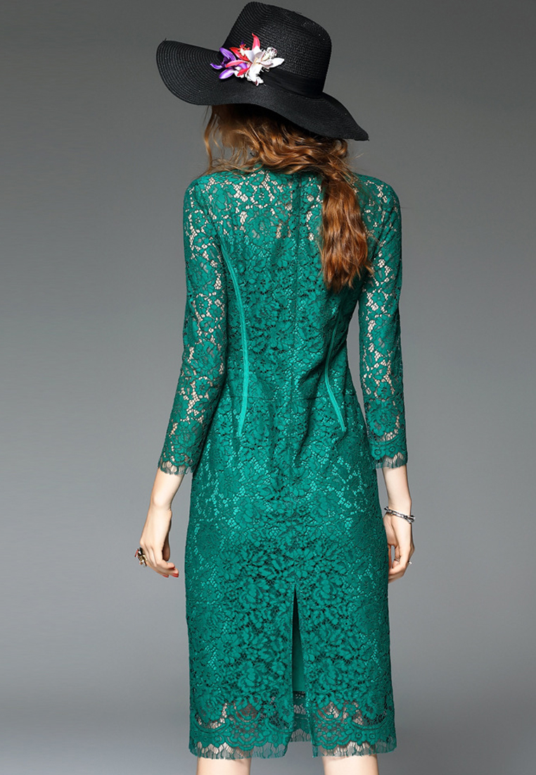 --Elegant Lace One-piece Dress UA1109030GR-S