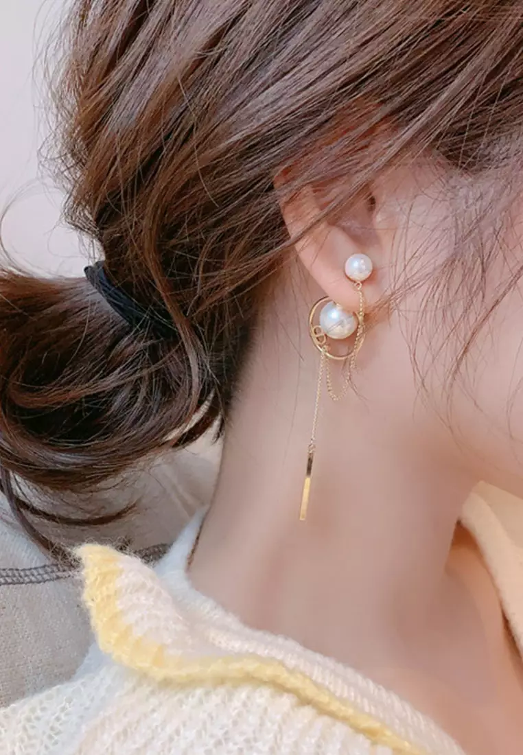 Circle chain long Earrings CA060309