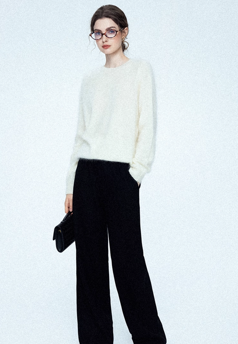 Autumn/Winter Cashmere Crew-Neck Base Knit Sweater CA25102801W