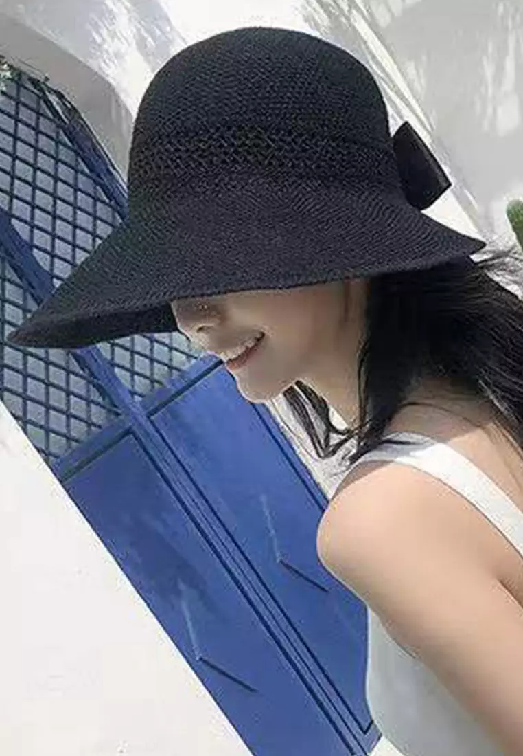 Bow Hollow Big Brim Folding Sunshade Fisherman Caps A22062408PI