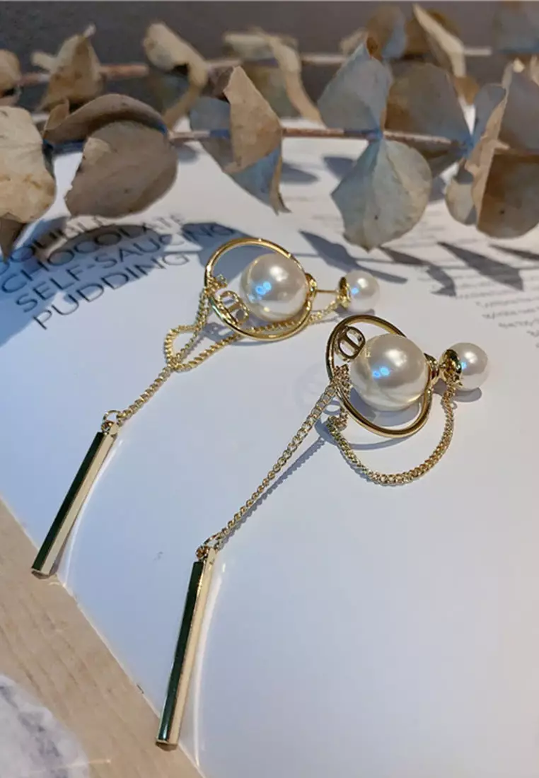 Circle chain long Earrings CA060309