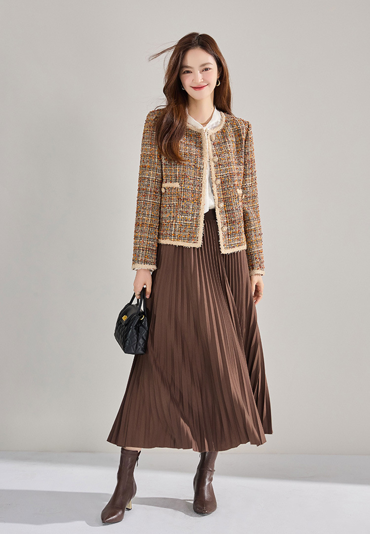 Autumn and winter pleated midi skirt CA25010703KI