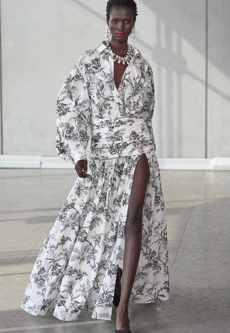 2024 Autumn New Shirt Collar Top Long Skirt Set CA24081607W