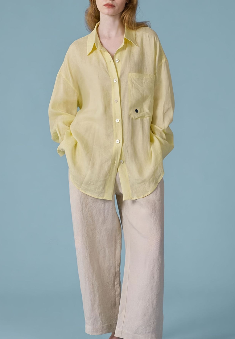 New arrival slim fit loose niche linen top CA25091927W