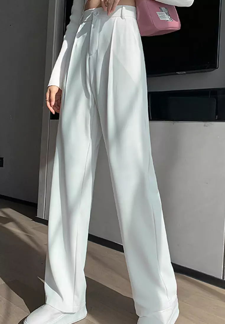 Casual Loose Wide-Leg Drape Suit Trousers Pants A22022525W