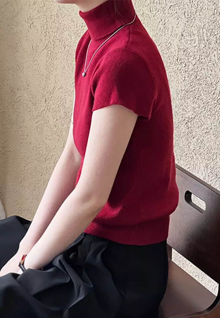 Classic slim fit short sleeved knitted sweater CA24092357BW