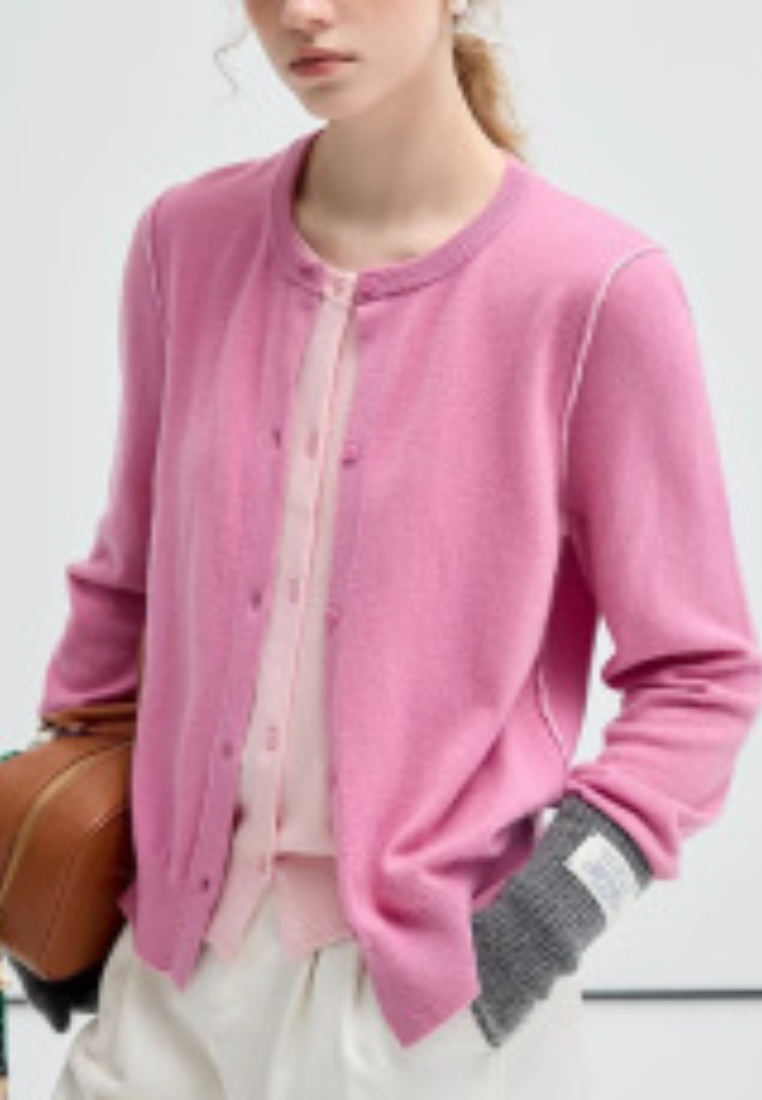 Temperament new color matching fake two piece knitted Cardigans sweater K120902PI