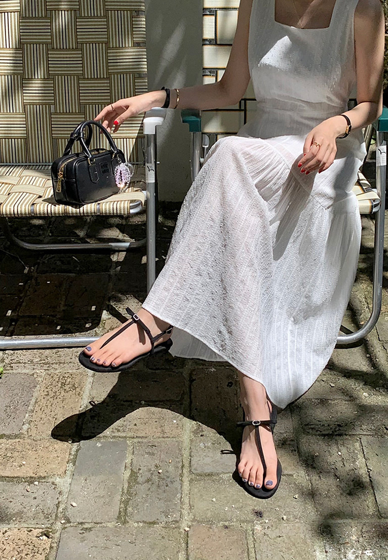 2025 Summer Crochet Back Zipper Ruffle Sleeveless Dress CA25021331W