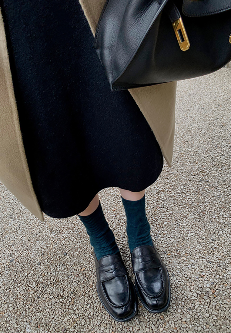 New retro thick heel slip-on shoes CA25021342BK