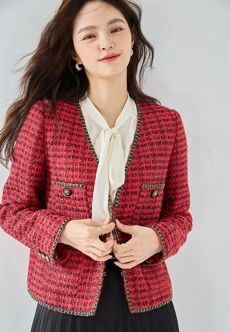 New retro tweed short jacket CA25010706RD