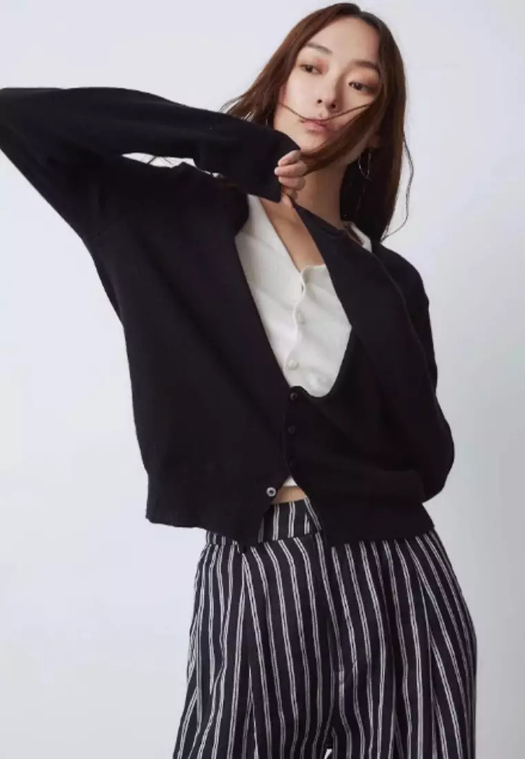 New V-neck Knitted Sweater CA24092333GY