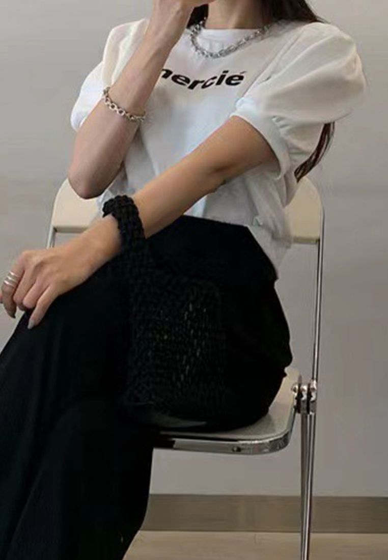 Summer new round neck letter printed T-shirt CA25042913GR