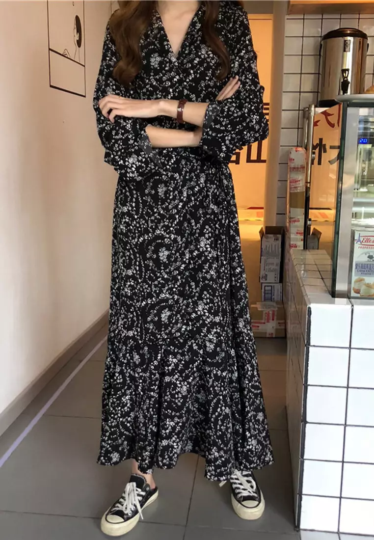 Vintage elegant lace up loose dress CA24092742BE