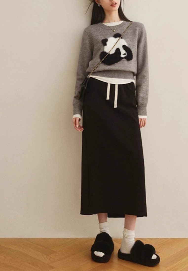 Temperament new panda pattern knitted top K120906