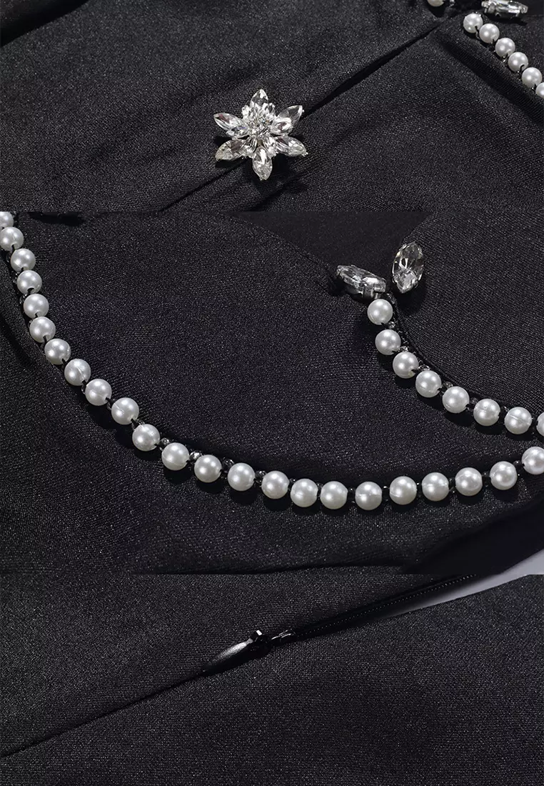 French style light luxury elegant solid color dress CA24102513BK