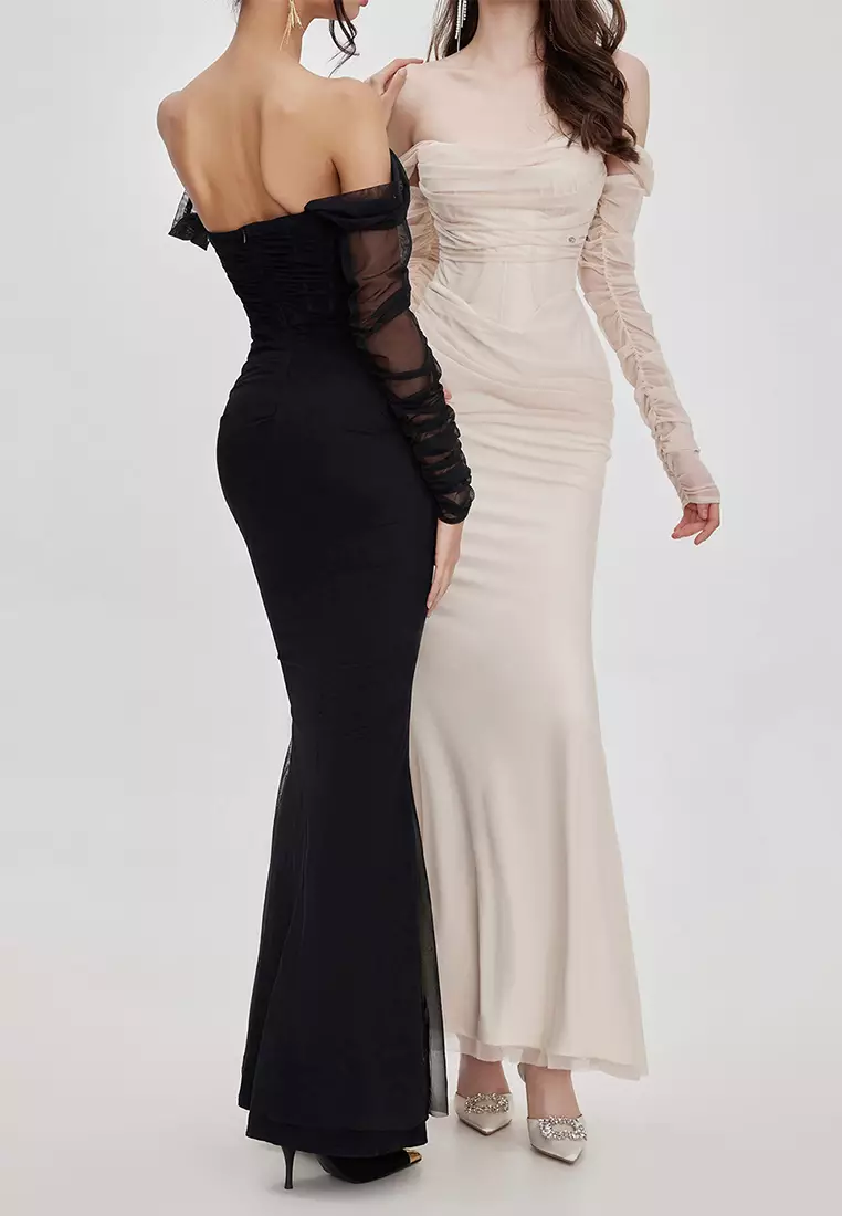 New solid color elegant slimming dress CA24102505W