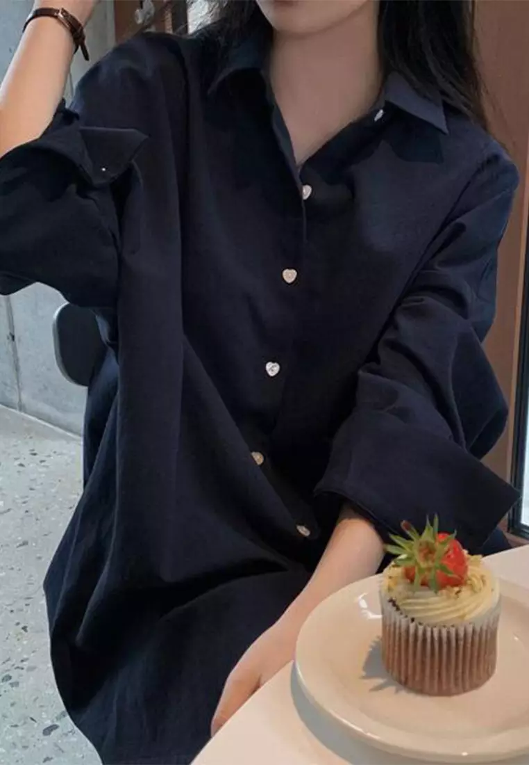 Autumn New Korean Loose Medium to Long Shirt CA24092517W