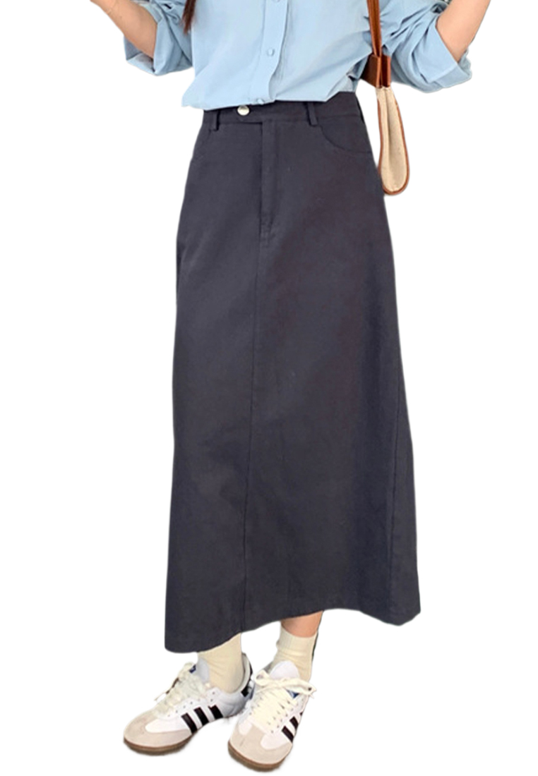 New high waist slimming mid-length straight skirt CA25042939LGBL