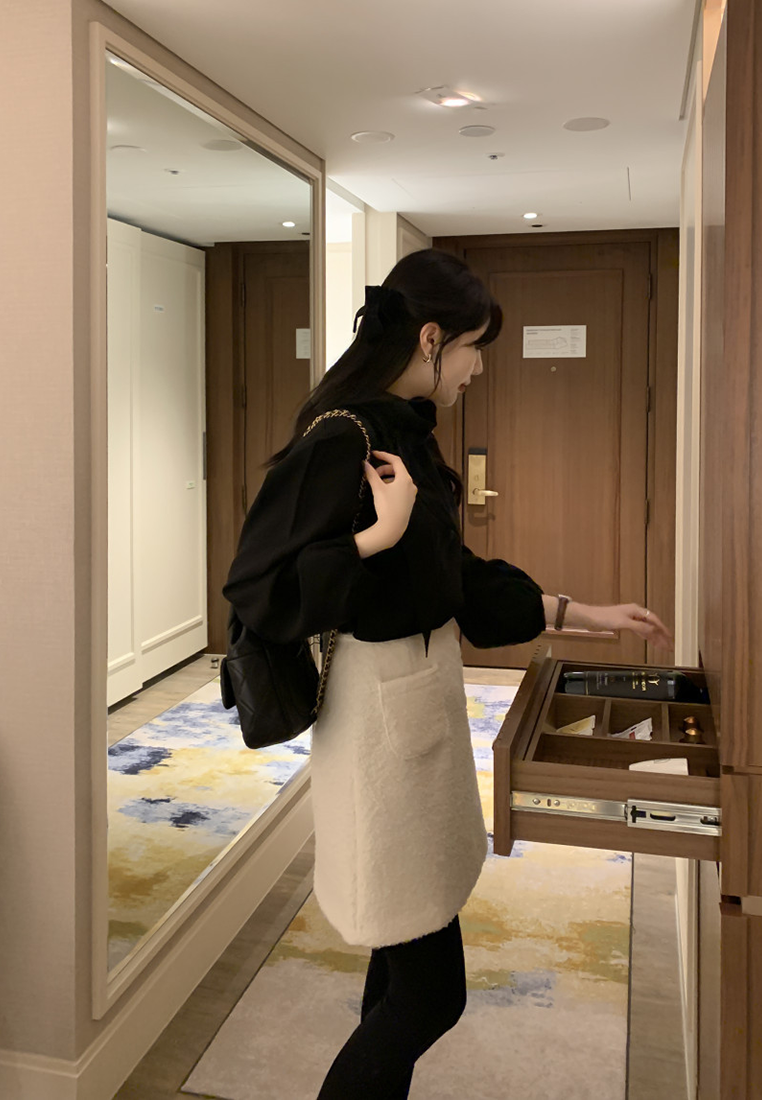 Korean chic early spring French ribbon long-sleeved shirt CA25021316BE