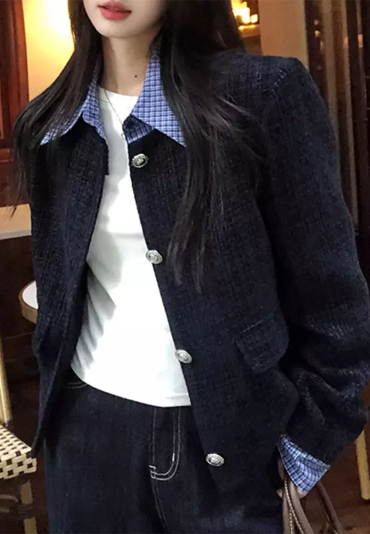 Korean style single breasted stylish jacket CA24092707BL