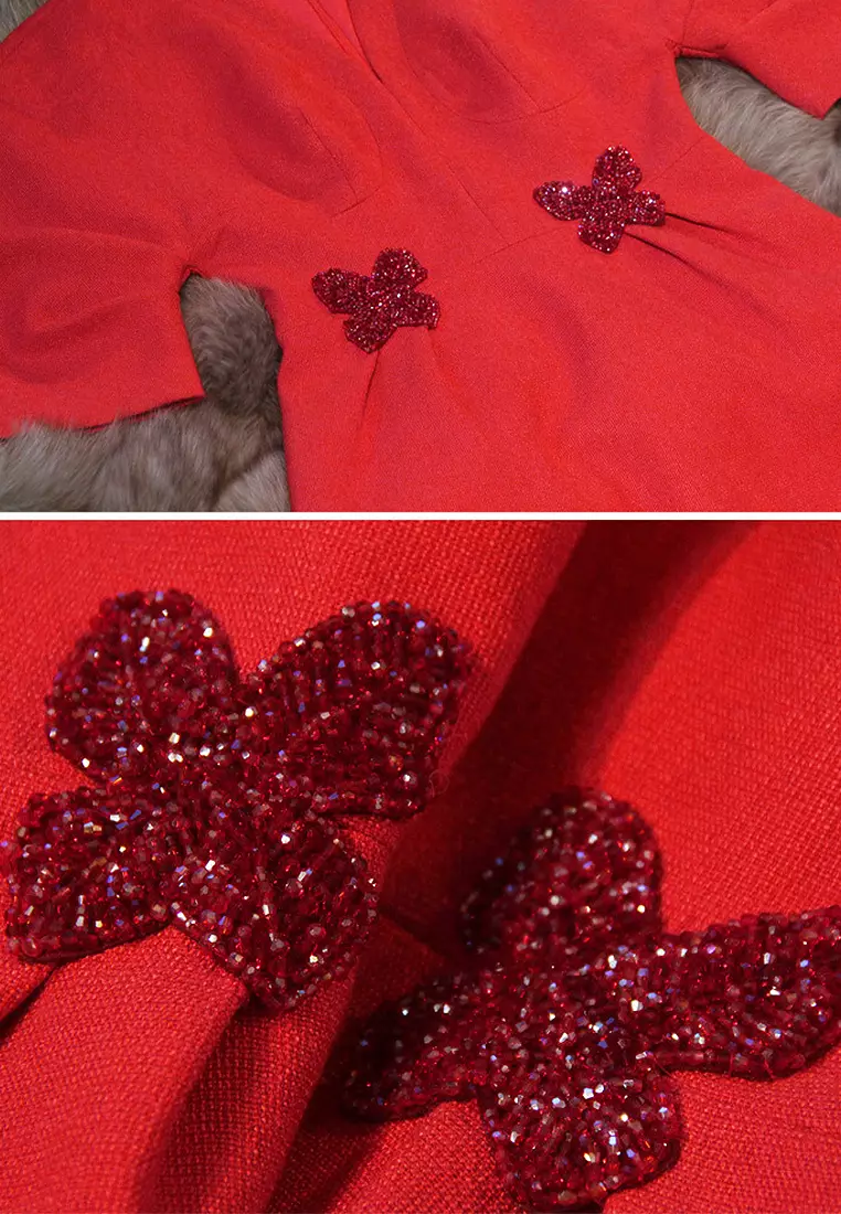 2024 Elegant Red Temperament Dress CA24102511RD