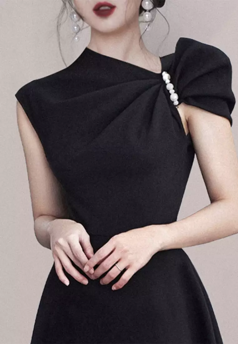 2024 French style slim fit dress CA24102538BK