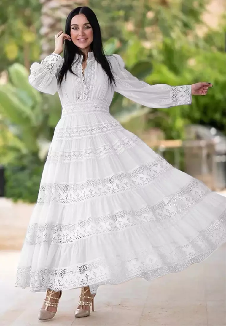 Fashionable palace style patchwork dress CA24102524W