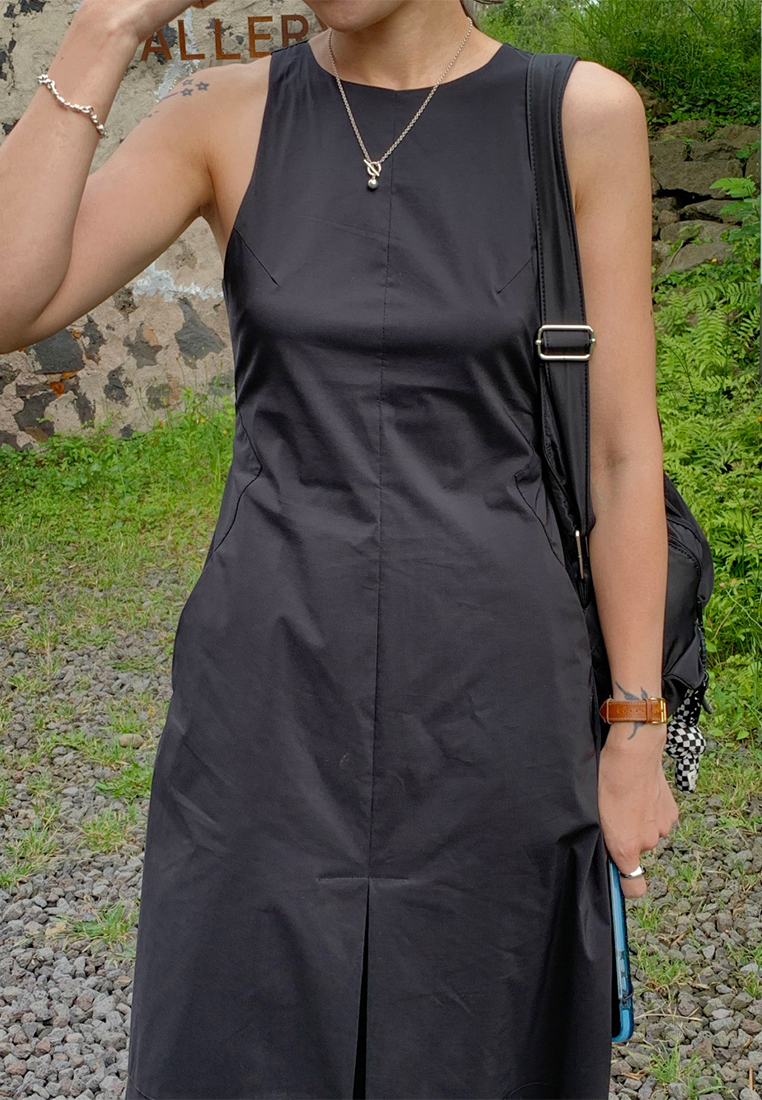  New round neck long sleeveless vest dress CA25032738BK