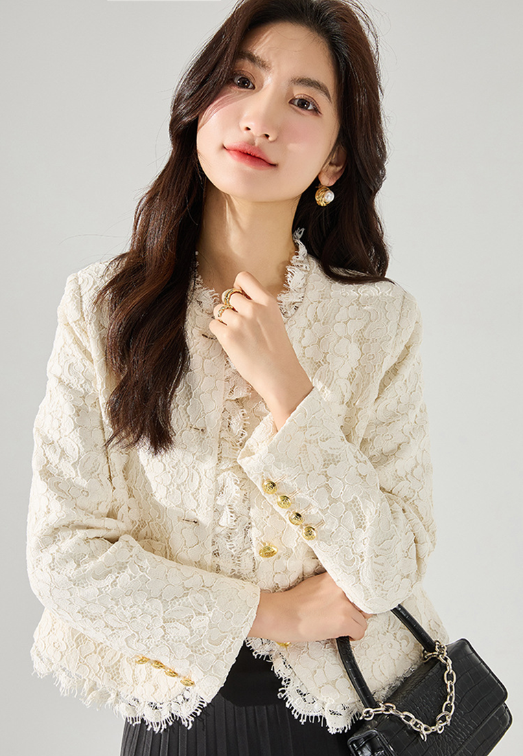 New black lace jacket & skirt CA24091135BK