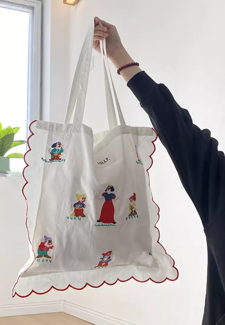 2024 Funny Cartoon Dot Pattern Fashion New Style Canvas Tote Bag K052903