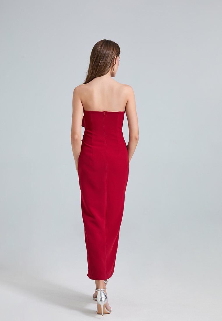 French 3D rose tube top with side slits for dinner party dress CA25021320RD