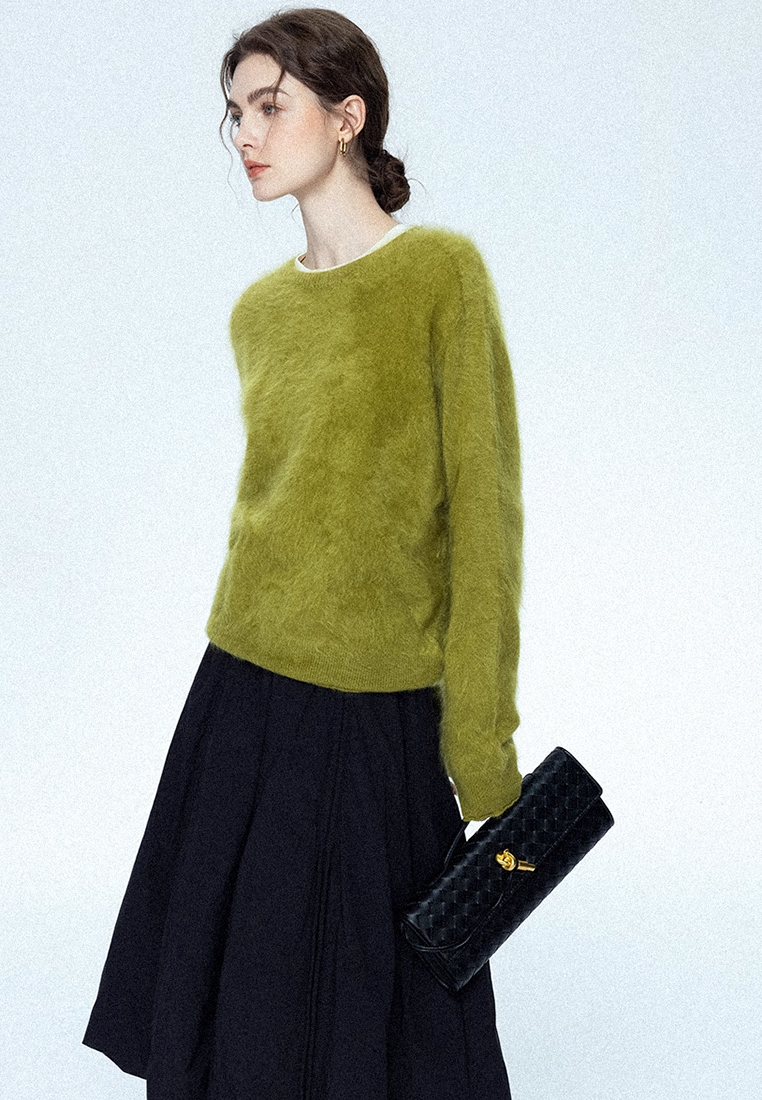 Autumn/Winter Cashmere Crew-Neck Base Knit Sweater CA25102801W
