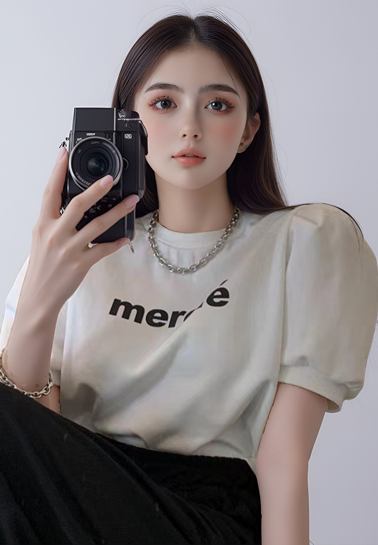 Summer new round neck letter printed T-shirt CA25042913GR