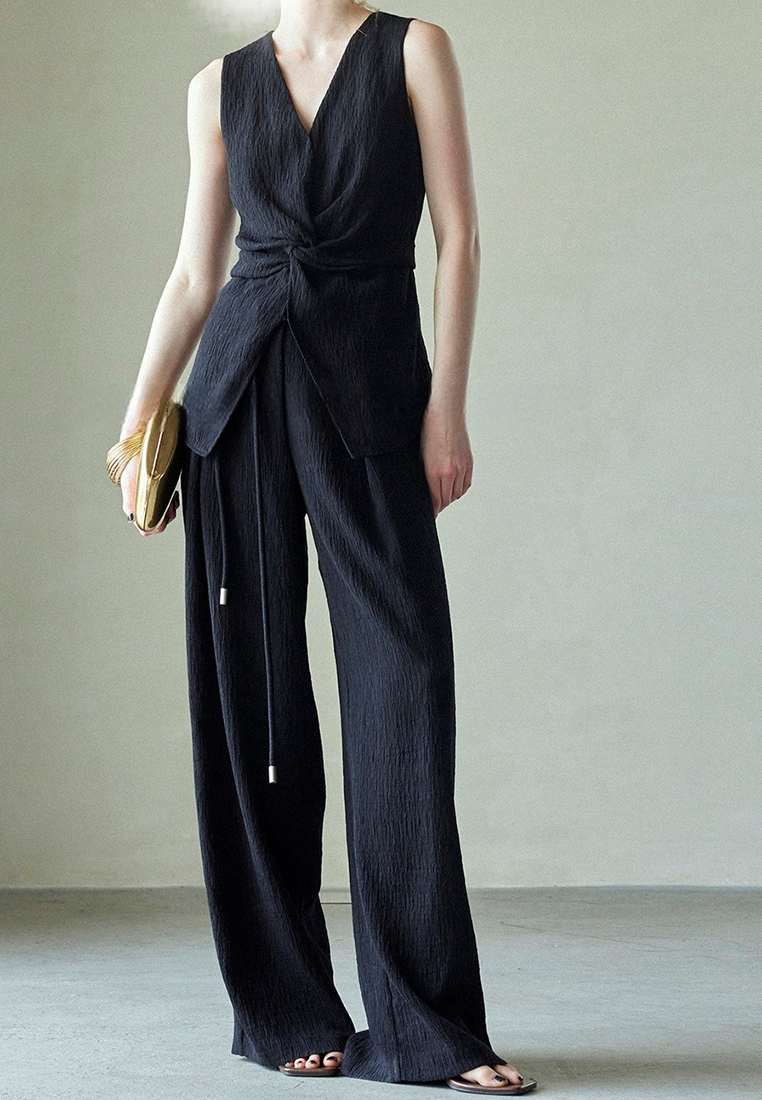 Summer V-neck sleeveless top and wide-leg pants set CA25052101BE