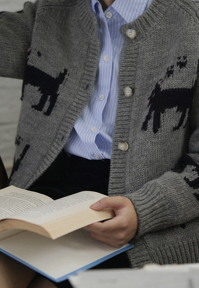 Retro style new kitten pattern knitted jacket sweater Cardigans K120901 