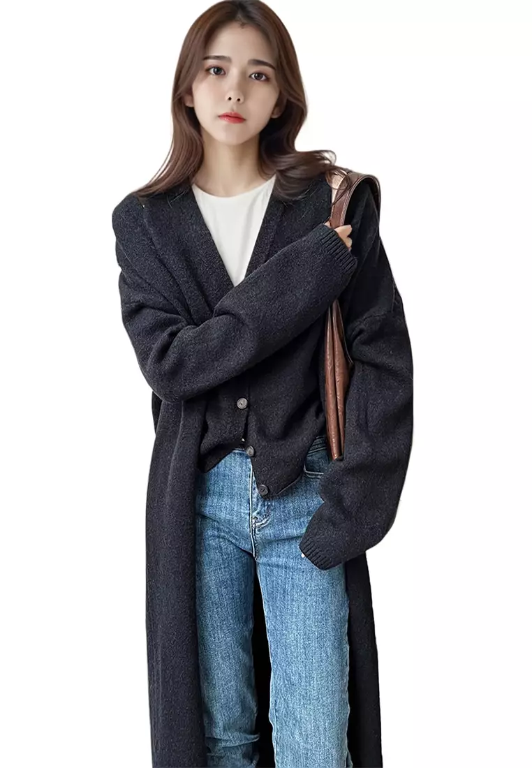 Long knitted cardigan vest vest vest vest suit CA24092351GY