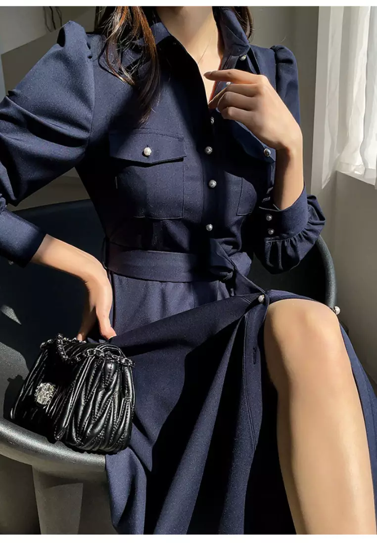 Temperament high waist strappy midi dress K102306RD