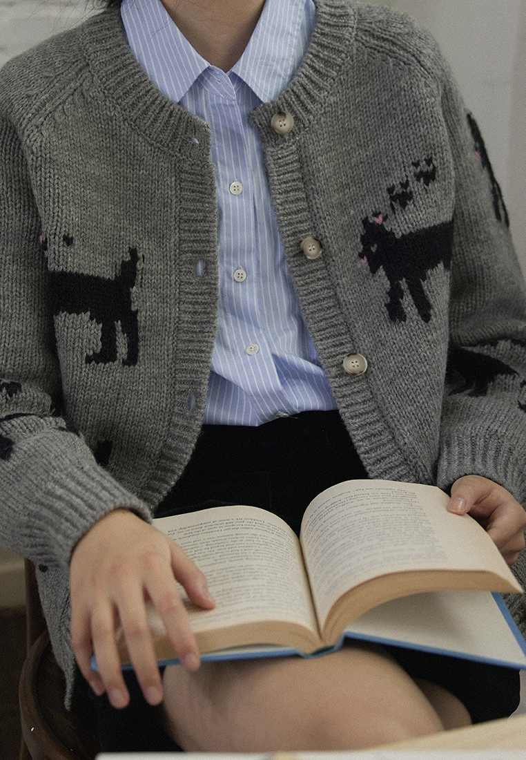 Retro style new kitten pattern knitted jacket sweater Cardigans K120901 