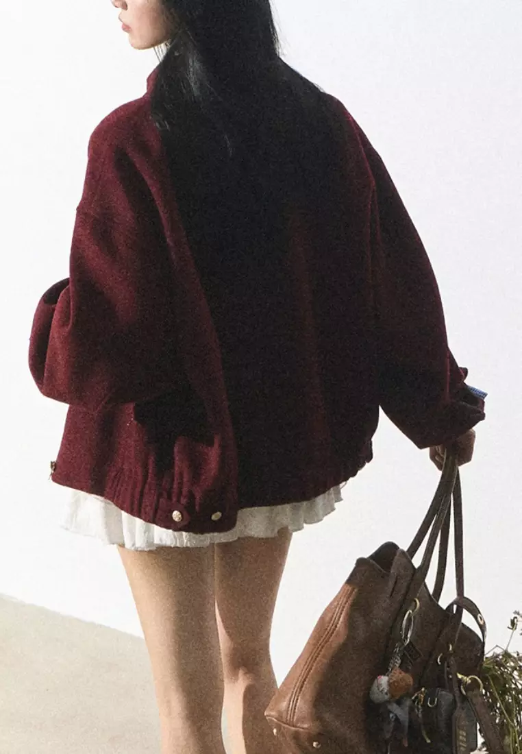 Luxurious new temperament retro Ancora red wool jacket K112502